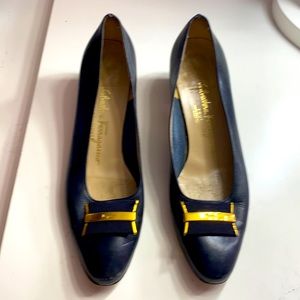 Navy Ferragamo heels